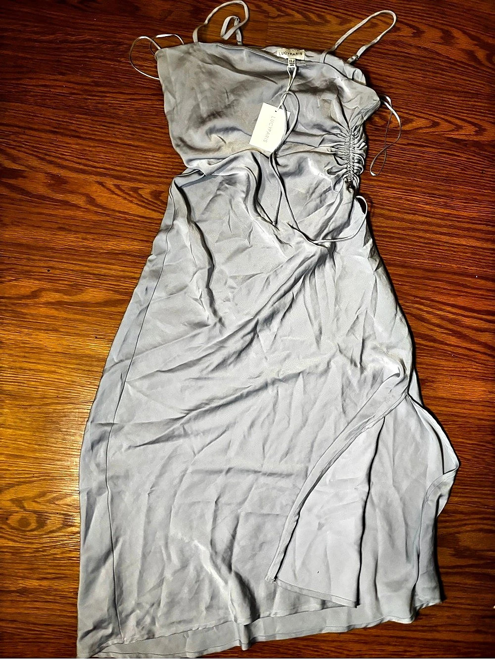Lucyparis Ruched Maxi Dress in Gray Size S NWT